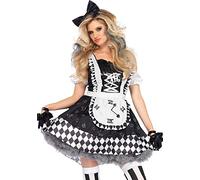 Leg Avenue Wonderland Alice Costume Mujer, Color Negro Blanco, Medium (EUR 38-40) (86665-00701-M-BlkWht-Blk/Wht-M)