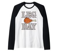 Leg Day, Funny Pilgrim Turkey Thanksgiving Costume Tee Camiseta Manga Raglan