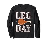 Leg Day, Funny Pilgrim Turkey Thanksgiving Costume Tee Manga Larga