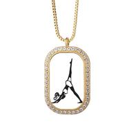 Leg Motion Yoga Girl Keep Healthy Sports - Collar con colgante de diamantes de cristal dorado
