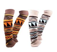 Leg Warmers for Women, 2 Pairs Thick Warm Knit Leg Warmers, Elastic 22 Inch Long, Bohemian Boot Cuffs Socks for Winter