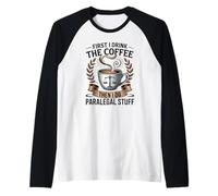 Legal Profesional Paralegal Amante del Café Law Office Humor Camiseta Manga Raglan