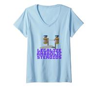 Legalizar los esteroides anabólicos | Esteroides de Gimnasio Camiseta Cuello V, Mujer, Azul Bebé, XL