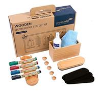 Legamaster WOODEN - Kit de pizarra blanca (17 piezas, madera de haya sostenible, certificado FSC®, marcadores EcoLine)