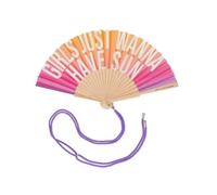 Legami - Abanico plegable ¡Que Calor! con motivo Out of Office, cordón extraíble y ajustable a juego, de poliéster, mango de madera, 3,6 x 23 cm