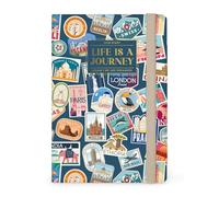 Legami - Agenda semanal fotográfica mediana 2026, Travel Stickers, 12 meses, cierre con elástico, agenda de enero 2026 a diciembre 2026, de papel FSC certificado, 12 x 18 cm