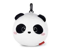 Legami - Almohada de viaje con antifaz nocturno, Panda, cierre de cremallera, ahorra espacio, gancho para transportarla cómodamente, bolsillo pequeño en la parte posterior, 16 x 16 cm