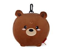 Legami - Almohada de viaje con antifaz nocturno, Teddy Bear, cierre de cremallera, ahorra espacio, gancho para transportarla cómodamente, bolsillo pequeño en la parte posterior, 16 x 16 cm