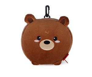 Legami - Almohada de viaje con antifaz nocturno, Teddy Bear, cierre de cremallera, ahorra espacio, gancho para transportarla cómodamente, bolsillo pequeño en la parte posterior, 16 x 16 cm