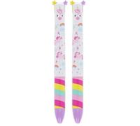 Legami - Bolígrafo Click&Clack Bicolor, Tema Unicorn, Tinta Violeta y Rosa, Bolígrafo Click&Clack, Ideal para la Escuela Oficina Casa, Bicolor, 1 mm de diámetro de punta (Paquete de 2)