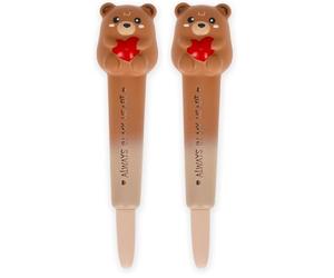 Legami - Bolígrafo de Gel Antiestrés Squeezies, Tema Teddy Bear, Papel de Escribir Relájate y Concéntrate, Bolígrafo Antiestrés, Súper Suave, Tinta negra, 1 mm de diámetro de punta (Paquete de 2)