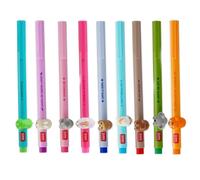 LEGAMI Bolígrafo de gel con forma de animal decorativo, extraíble y recombinable, evita rollos, punta fina de 0,5 mm, juego de 9 colores de tinta