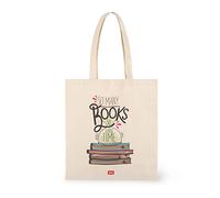 Legami - Bolsa de algodón, bolsillo interior, con fuelle, mango largo, ecológico, 38,5x42 cm, tema Booklover, Booklover, Talla única, Utilidad
