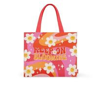 Legami - Bolsa de Playa, Bolsa de Playa Grande, Bolsa de Playa de Material Reforzado, Bolsa de Playa con Cierre de botón magnético, Tote Bag, soporta hasta 15 kg, 44 x 61,5 cm, Daisy, Rosa