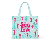 Legami - Bolsa de Playa, Tote Bag Grande, Material Reforzado, Cierre Magnético, Soporta Hasta 15 Kg, 44 x 61,5 Cm, Seahorse, Turquesa