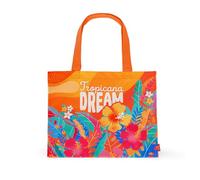 Legami Bolsa de Playa Tropicana Dream, Grande, 47x61.5 cm, Algodón y Poliéster, Cierre Magnético, Naranja, Capacidad 15 kg