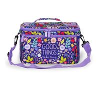 Legami - Bolsa para el almuerzo, Flowers, gran capacidad de 7,7 litros, correa ajustable para el hombro, 28 x 17 x 15 cm