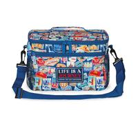 Legami - Bolsa para el almuerzo, Travel Stickers, gran capacidad de 7,7 litros, correa ajustable para el hombro, 28 x 17 x 15 cm