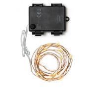 Legami - Cadena de luces para interior y exterior, 520 cm, cable luminoso, 50 LED, funciona con pilas, sujeción a la lluvia y el polvo, color blanco cálido