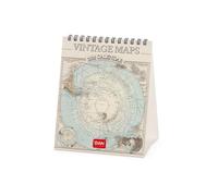 Legami - Calendario de Escritorio 2026, Vintage maps, 12 Meses y Planificador Anual, en 6 Idiomas, Signos del Zodiaco, Fiestas Internacionales, 12 X 14,5 Cm