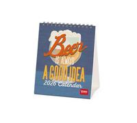 Legami - Calendario de Mesa 2026, Beer, Calendario de Escritorio, 12 Meses y Planificador Anual, en Inglés, Signos del Zodiaco, Fiestas Internacionales, 12 x 14.5 cm