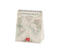 Legami - Calendario de Mesa 2027, Vintage Maps, calendario de escritorio, 12 meses y agenda anual, en 6 idiomas, signos del zodiaco, fiestas internacionales, 12 x 14,5 cm