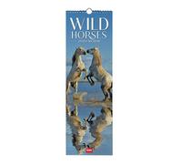 Legami - Calendario de pared 2026,Wild Horses, pequeño calendario de pared, planificador de 12 meses y un año, en 6 idiomas, espacio para notas, fiestas internacionales, 16 x 49 cm