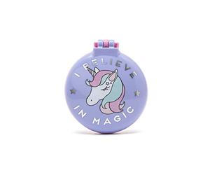 Legami - Cepillo con espejo, tema I Believe In Magic, se abre y cierra con un clic, cómodo y práctico de llevar a cualquier lugar, Unicorn