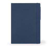 Legami - Cuaderno a rayas, grande, 192 páginas, tapa de poliuretano suave, papel certificado FSC®, papel marfil 90 g/m², planificador mensual, agenda telefónica, marcapáginas, 17 x 24 cm, color azul