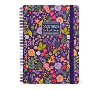 Legami - Cuaderno con espiral de rayas de 7 mm, Flowers, Maxi, tamaño A4, papel certificado FSC, contiene 1 hoja de adhesivos, 160 páginas, cierre elástico, 21 x 29 cm