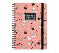 Legami - Cuaderno con espiral de rayas de 7 mm, Sushi Cat, Maxi, tamaño A4, papel certificado FSC, contiene 1 hoja de adhesivos, 160 páginas, cierre elástico, 21 x 29 cm