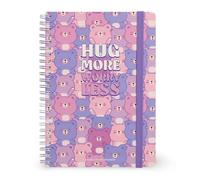 Legami - Cuaderno con espiral de rayas de 7 mm, Teddy Bear, Large, tamaño A4, papel certificado FSC, contiene 1 hoja de adhesivos, 160 páginas, cierre elástico, 15 x 21 cm