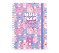 Legami - Cuaderno con espiral de rayas de 7 mm, Teddy Bear, Maxi, tamaño A4, papel certificado FSC, contiene 1 hoja de adhesivos, 160 páginas, cierre elástico, 21 x 29 cm