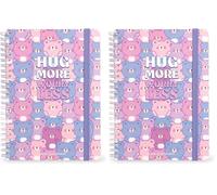 Legami - Cuaderno con espiral de rayas de 7 mm, Teddy Bear, Maxi, tamaño A4, papel certificado FSC, contiene 1 hoja de adhesivos, 160 páginas, cierre elástico, 21 x 29 cm (Paquete de 2)