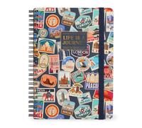 Legami - Cuaderno con espiral de rayas de 7 mm, Travel Stickers, Maxi, tamaño A4, papel certificado FSC, contiene 1 hoja de adhesivos, 160 páginas, cierre elástico, 21 x 29 cm
