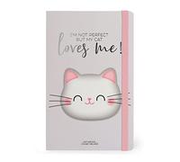 Legami - Cuaderno de rayas mediano, 164 páginas, bolsillo final, últimas 24 páginas desmontables, elástico de cierre, esquinas redondeadas, papel certificado FSC®, 13 x 21 cm, tema Kitty
