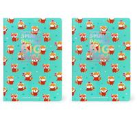 Legami - Cuaderno de rayas mediano, A5, 14,2 x 21 cm, cuaderno de notas con rayas, papel certificado FSC, tema Red Panda (Paquete de 2)