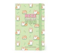 Legami - Cuaderno de Rayas Medium, Corgi, 164 páginas, bolsillo al final, últimas 24 páginas separables, cierre elástico, esquinas redondeadas, papel certificado FSC, 13x21 cm