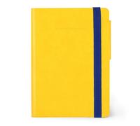 Legami - Cuaderno de rayas, pequeño, 192 páginas, tapa de suave PU, papel certificado FSC®, papel marfil 90 g/m², planificador mensual, agenda de direcciones, marcador, 9,5 x 13,5 cm, color amarillo