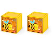 Legami - Cutie Cubes Caja de escritorio modular, Bee, organizador de escritorio, almacenamiento, hoja de pegatinas incluida, apilable, multifuncional, ABS, 90 x 90 x 100 cm (Paquete de 2)