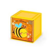 Legami - Cutie Cubes Caja de escritorio modular, Bee, organizador de escritorio, almacenamiento, hoja de pegatinas incluida, apilable, multifuncional, ABS, 90 x 90 x 100 cm