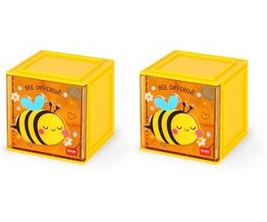 Legami - Cutie Cubes Caja de escritorio modular, Bee, organizador de escritorio, almacenamiento, hoja de pegatinas incluida, apilable, multifuncional, ABS, 90 x 90 x 100 cm (Paquete de 2)
