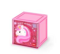 Legami - Cutie Cubes Caja de escritorio modular, Unicorn, organizador de escritorio, almacenamiento, hoja de pegatinas incluida, apilable, multifuncional, ABS, 90 x 90 x 100 cm