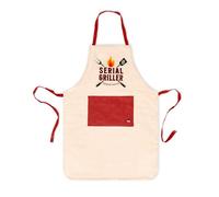 Legami - Delantal de cocina para hombre y mujer, súper chef, para barbacoa, bolsillo frontal, ajustable, talla única, lavable a máquina, tamaño 56 x 76 cm, tema Serial Griller, beige, talla unica