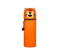 Legami - Estuche escolar Kawaii 2 en 1 de silicona blanda, tema Tiger, portabolígrafos de mesa, cremallera, lápices de colores rotuladores, H 18,5 cm