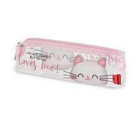 Legami - Estuche transparente, con cremallera, porta bolígrafos, espacioso, 19,5 x 5,5 cm, tema Kitty, Kitty, Talla única, KITTY