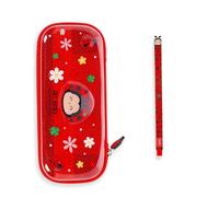 Legami - Estuche Wonderwow con 2 compartimentos y portalápices en el interior, bolsillo interior de malla con cremallera, 23 x 11 x 5 cm, rojo, Mariquita con bolígrafo de gel