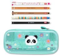 Legami Estuche y bolígrafo borrable WonderWow | Set de 5 adorables bolígrafos de Animales con Tinta termosensible + Estuche de 2 Compartimentos (Panda)