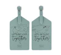 Legami - Etiquetas de equipaje, Let's Get Lost Together, juego de 2 placas para maleta, accesorio para viaje aéreo crucero tren, etiqueta de equipaje para proteger datos de piel sintética y microfibra