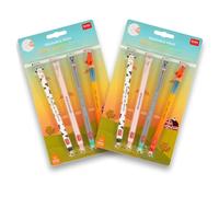 LEGAMI - Farmset doble pack de 4 bolígrafos de gel Farm Sweet Farm con tinta borrable sensible al calor, negro, rosa, verde, rojo, borrable, punta de 0,7 mm